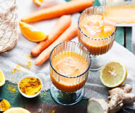 Shot détox carotte, orange, gingembre