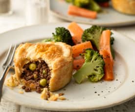 Mini Minced Beef Pies with Steamed Vegetables