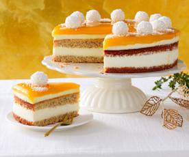 Kokos-Sahnetorte mit Mangospiegel