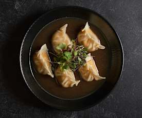 Japanese pumpkin dumplings in dashi broth (Matthew Kenney)