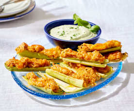 Gegrillter Porree mit Käse-Füllung