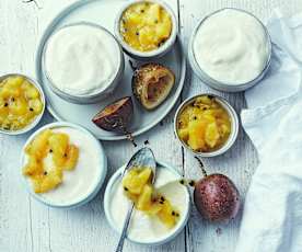 Menu light - Mousses de fromage blanc aux fruits exotiques