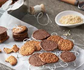 Pastas crujientes de almendra con chocolate