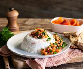 Queijo fresco com salmão e salsa