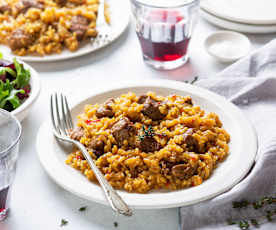 Arroz con ternera en su punto