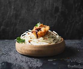 Uova Onsen croccanti su letto di cavolo cappuccio