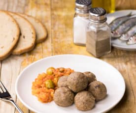 Polpette di sarde con verdure agrodolci