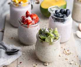 Avena mañanera con yogurt y frutos rojos