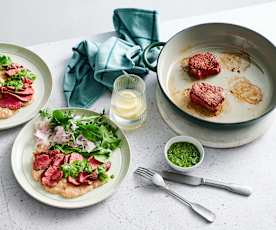 Sous vide steak with bean puree and chimichurri (Diabetes)