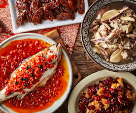 烧什锦/蒸川味腊肠/剁椒鲈鱼/辣炒鸡丁