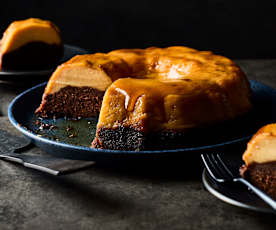 Steamed chocolate flan cake