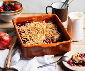 Summer Fruit Crumble with Crème Anglaise