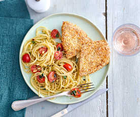 Escalopes milanaises et spaghetti à la tomate