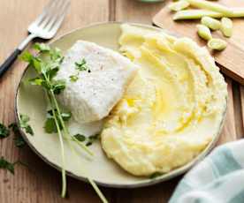 Pavé de julienne à la citronnelle et purée au lait de coco