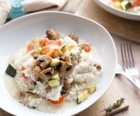 Risotto con verduras asadas y lenguado