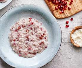 Risotto alla melagrana, Gorgonzola e brandy