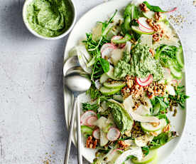 Crunchy salad with green goddess dressing (Diabetes)