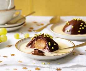 Semiesferas de chocolate con mousse de Toblerone y crema de chocolate blanco