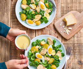 Salade de pommes de terre et œufs durs façon César