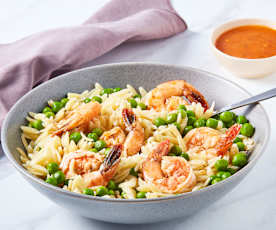 Shrimp Orzo with Peas