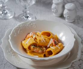 Paccheri zucca e gamberoni