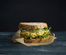 Curried chickpea and lentil sandwich filling