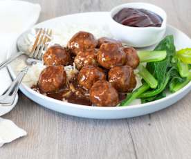 Meatballs in a sticky plum sauce