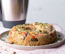 Bulgur con verdure e salsa ai funghi