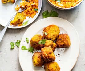 Boulettes de lentilles corail à l’indienne, salade de carottes