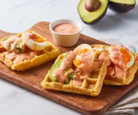 Crispy Rice Waffle with Soft Boiled Eggs