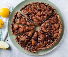 Tarta de avena y compota de frutas