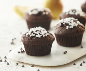 Muffin al cioccolato fondente e pere