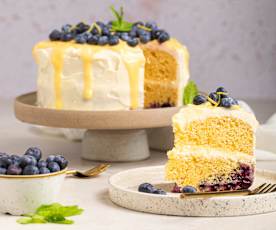 藍莓蛋糕、檸檬凝乳和乳酪奶霜