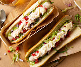 Hot dog de pescado y marisco