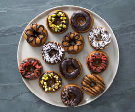 Wholemeal spelt doughnuts with cacao glaze