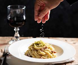 Spaghetti in Pistaziencreme