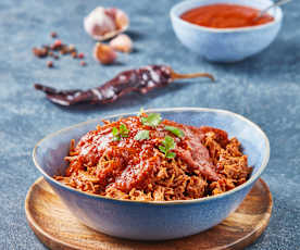 Carne deshebrada en cocción lenta