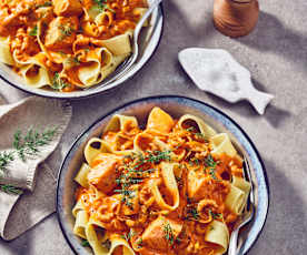 Lachs-Krabben-Pasta