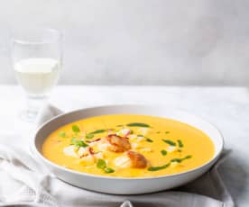 Safron kartoffelsuppe med kammuslinger