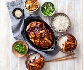 Korean beef bulgogi stir-fry with rice