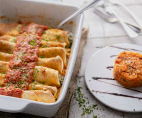 Tatar z marchewki; Naleśniki ze szpinakiem w sosie pomidorowym