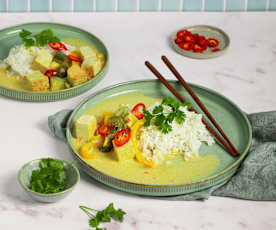 Wegańskie zielone curry z tofu