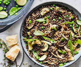 Mijoté de lentilles et légumes verts