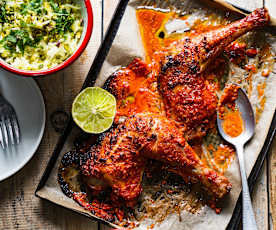 Poulet tandoori, riz aux pistaches et safran