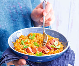 Mijoté de petit épeautre aux carottes et aux saucisses