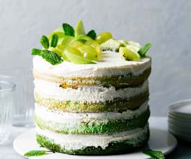 Zielony tort biszkoptowy (green ombre naked cake)