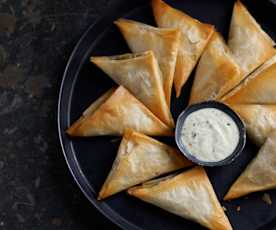 Chamuças com lentilhas e beringela