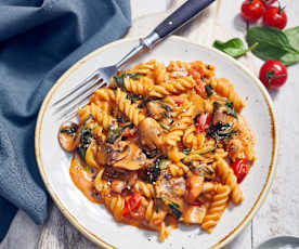 Champignon-Spinat-Nudeln