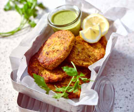 Möhren-Linsen-Bratlinge mit orientalischem Pesto