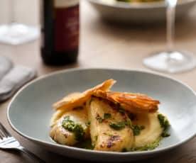 Celeriac with Chimichurri Dressing and Crispy Puff Pastry